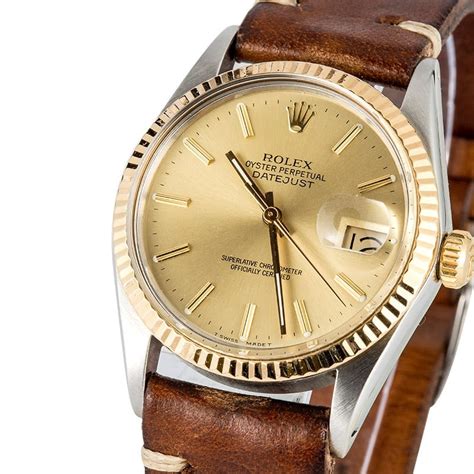 rolex leather band datejust|Rolex Datejust with leather band.